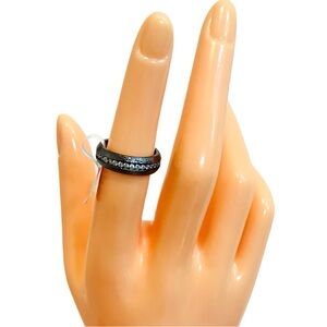 Black Rhodium Plated AAA CZ Pavé Eternity Band Ring NWT